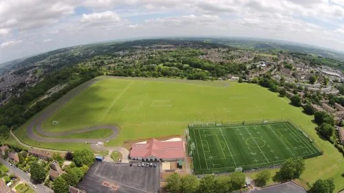 Aerial view of the 3G pitch and grass pitches at Odd Down Sports Ground