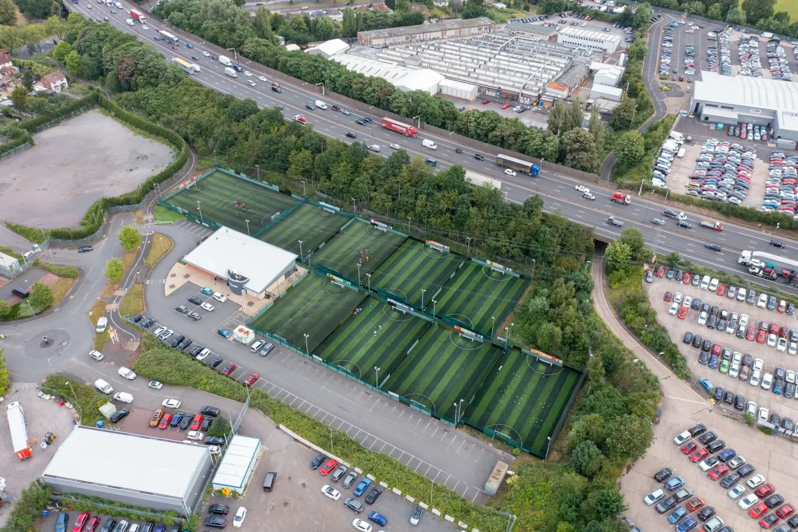 Aerial view of the nine pitches at GOALS Birmingham Perry Barr
