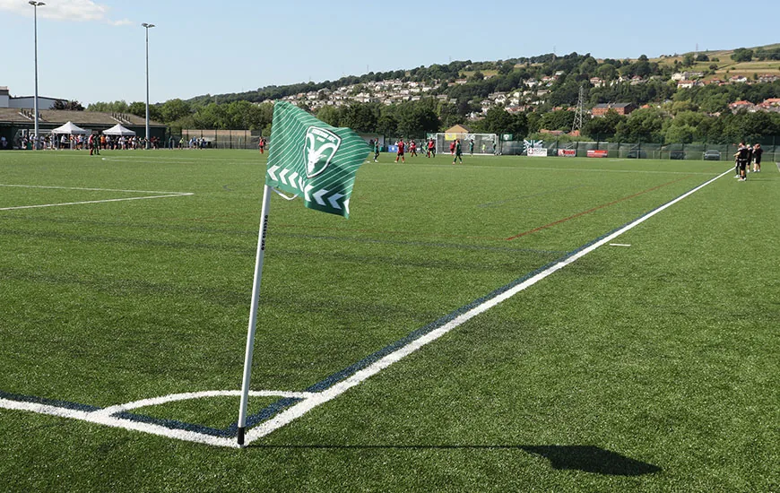 Floodlit 3G pitch at Marley, Keighley, during a Steeton AFC match