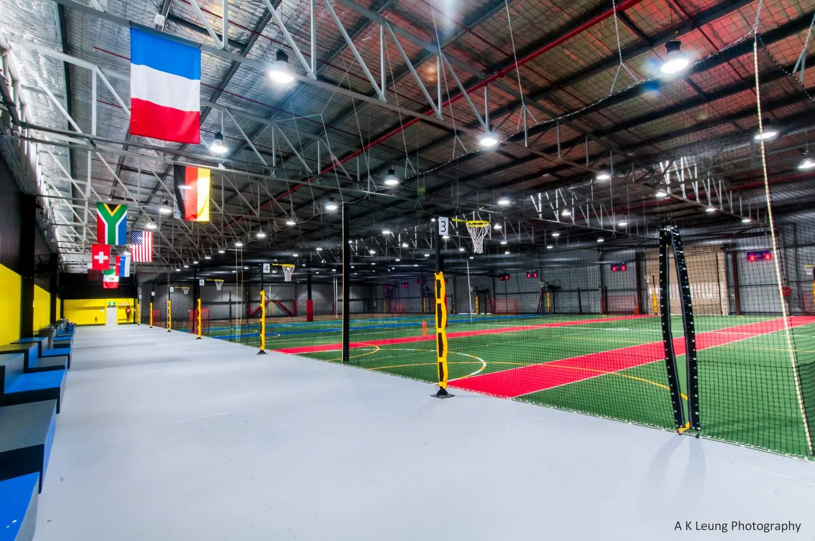 Netted indoor soccer courts at Brisbane City Indoor Sports