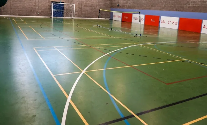 Sports hall with football goal at dlr Leisure Loughlinstown