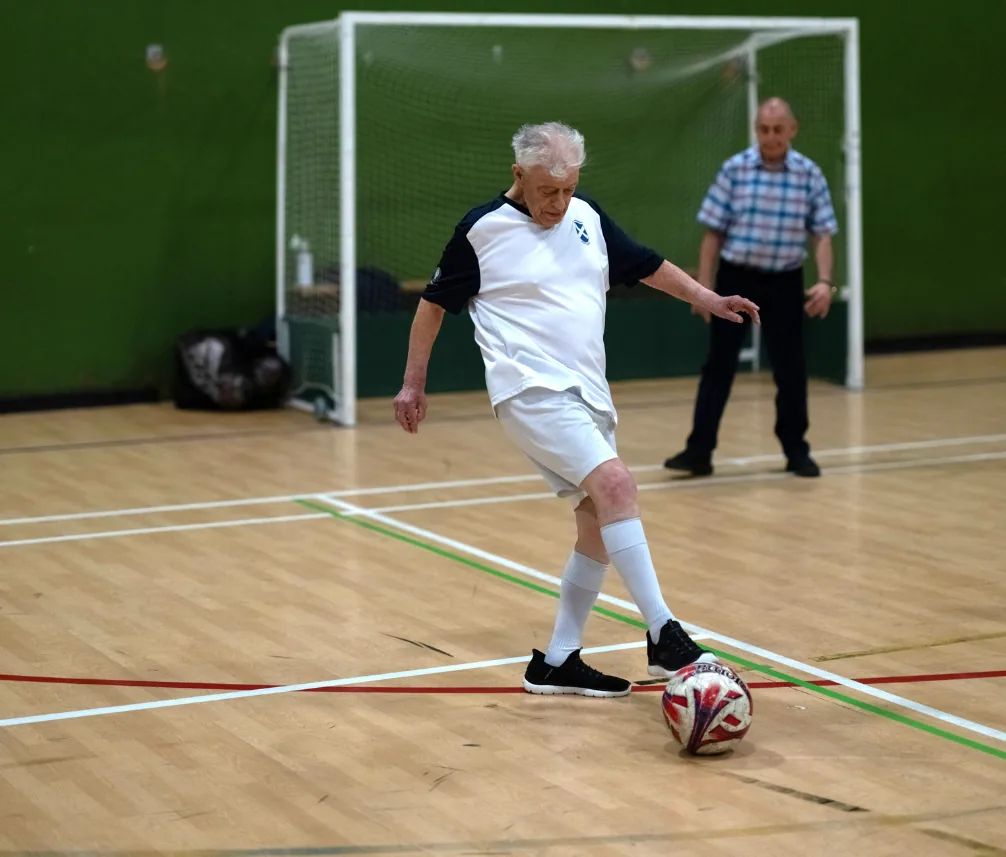Walking football in the sports hall at Douglas Sports Centre