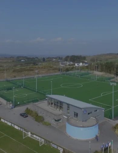 Pitches and clubhouse at Salthill Devon FC, Drom, from above