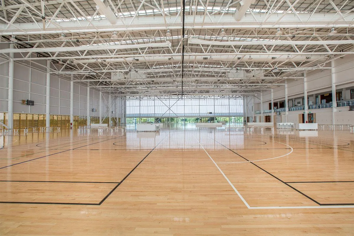 Empty indoor courts at Gold Coast Sports and Leisure Centre, Carrara