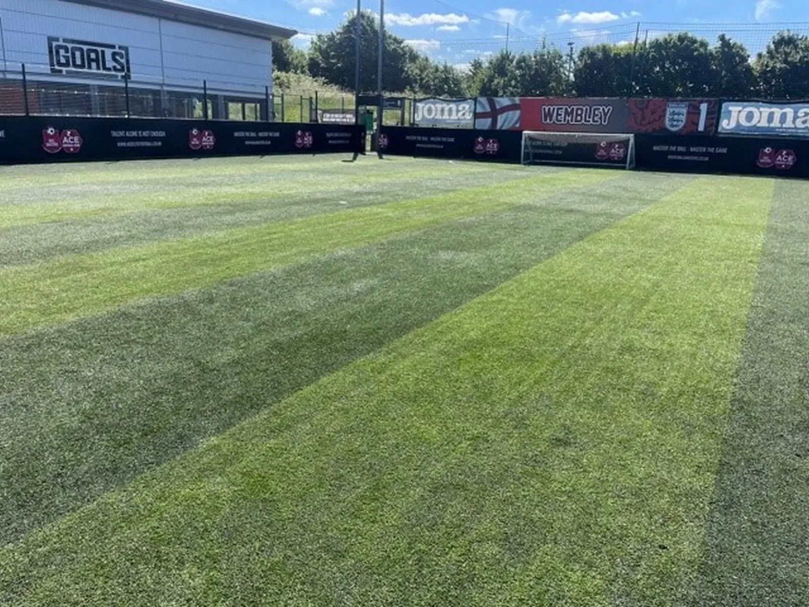 Caged pitches at GOALS Ipswich beside Suffolk New College