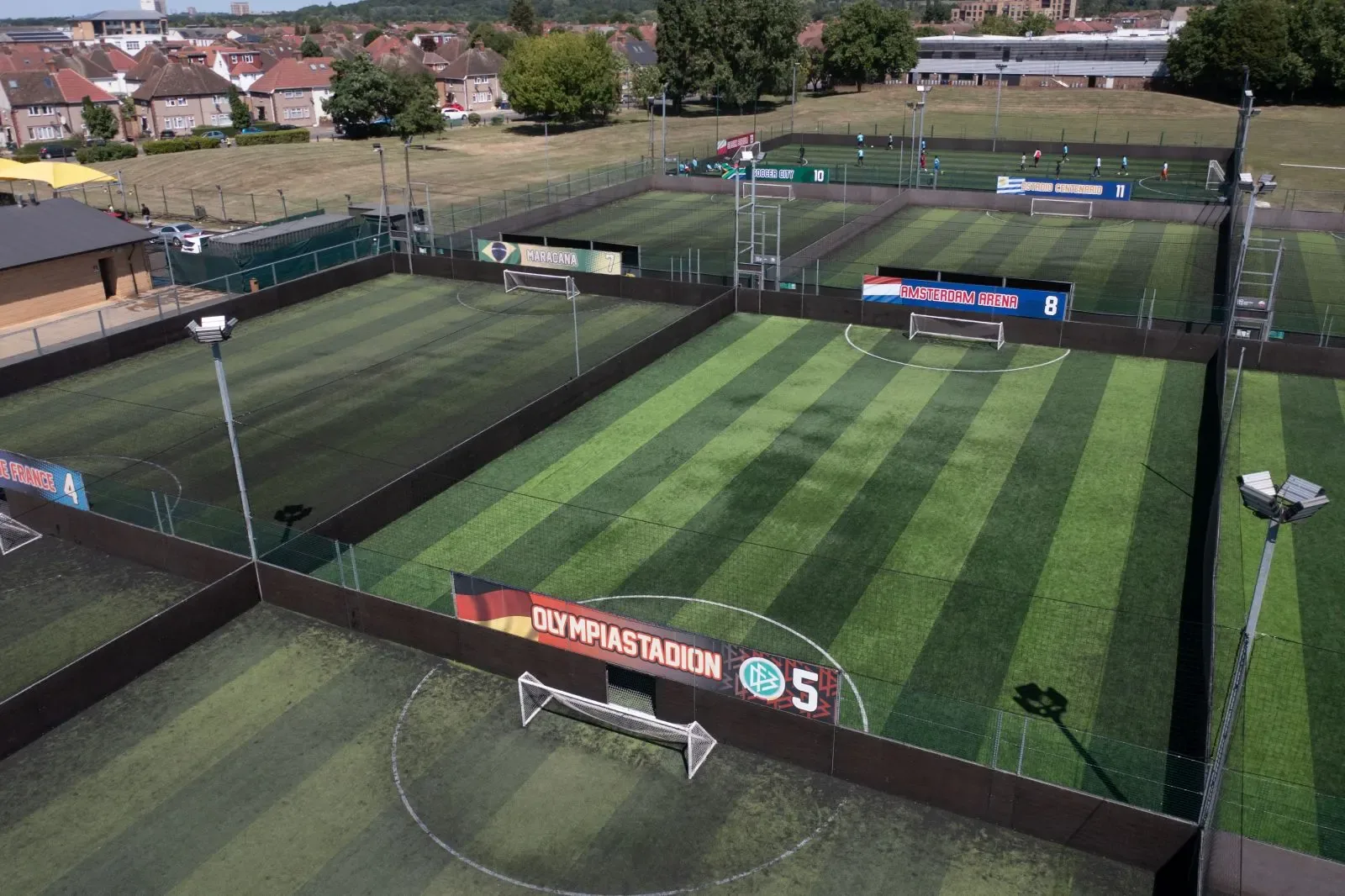 Aerial view of the pitches at GOALS Wembley