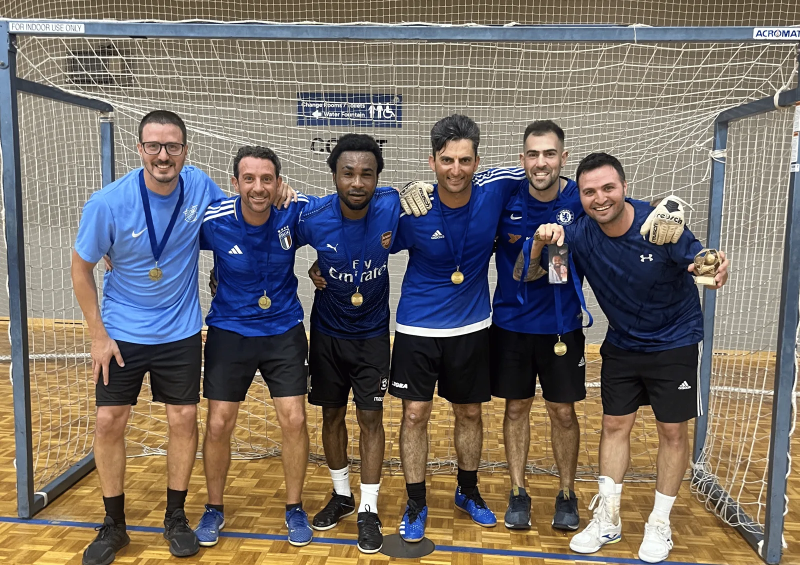 Futsal team on the indoor court at The RISE, Maylands
