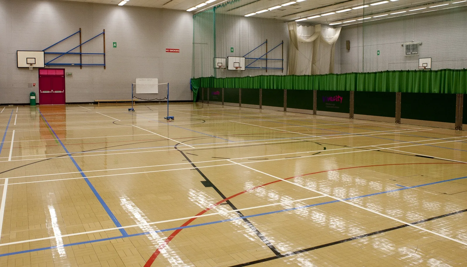 Sports hall inside Bushfield Leisure Centre, Orton