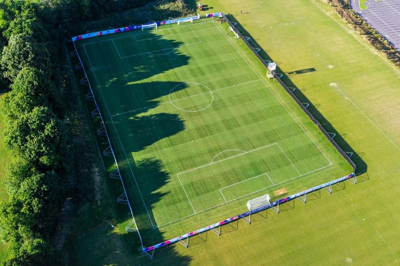 Aerial view of a pitch at Stoneham Lane Football Complex