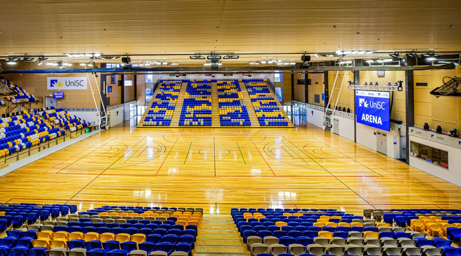 Courts and seating at UniSC Arena, Sippy Downs