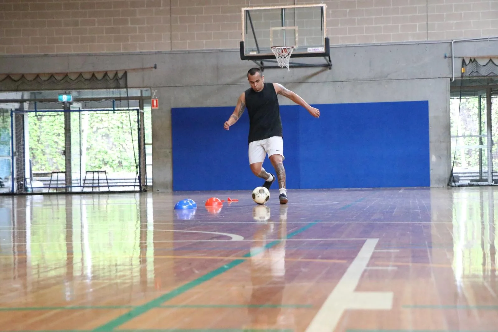 Futsal on the indoor court at Cook + Phillip Park Pool