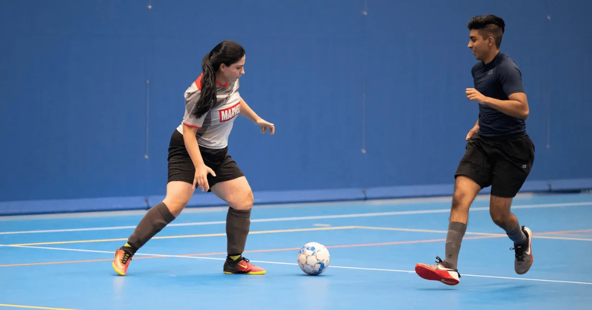 Indoor soccer on a court at Sydney Olympic Park